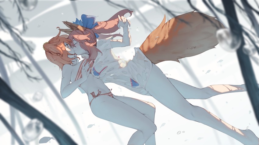fujimaru ritsuka, tamamo, and tamamo no mae (fate and 1 more) drawn by rou_(rou22)