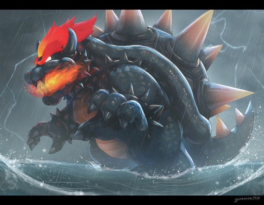bowser and fury bowser (mario and 1 more) drawn by gonzarez