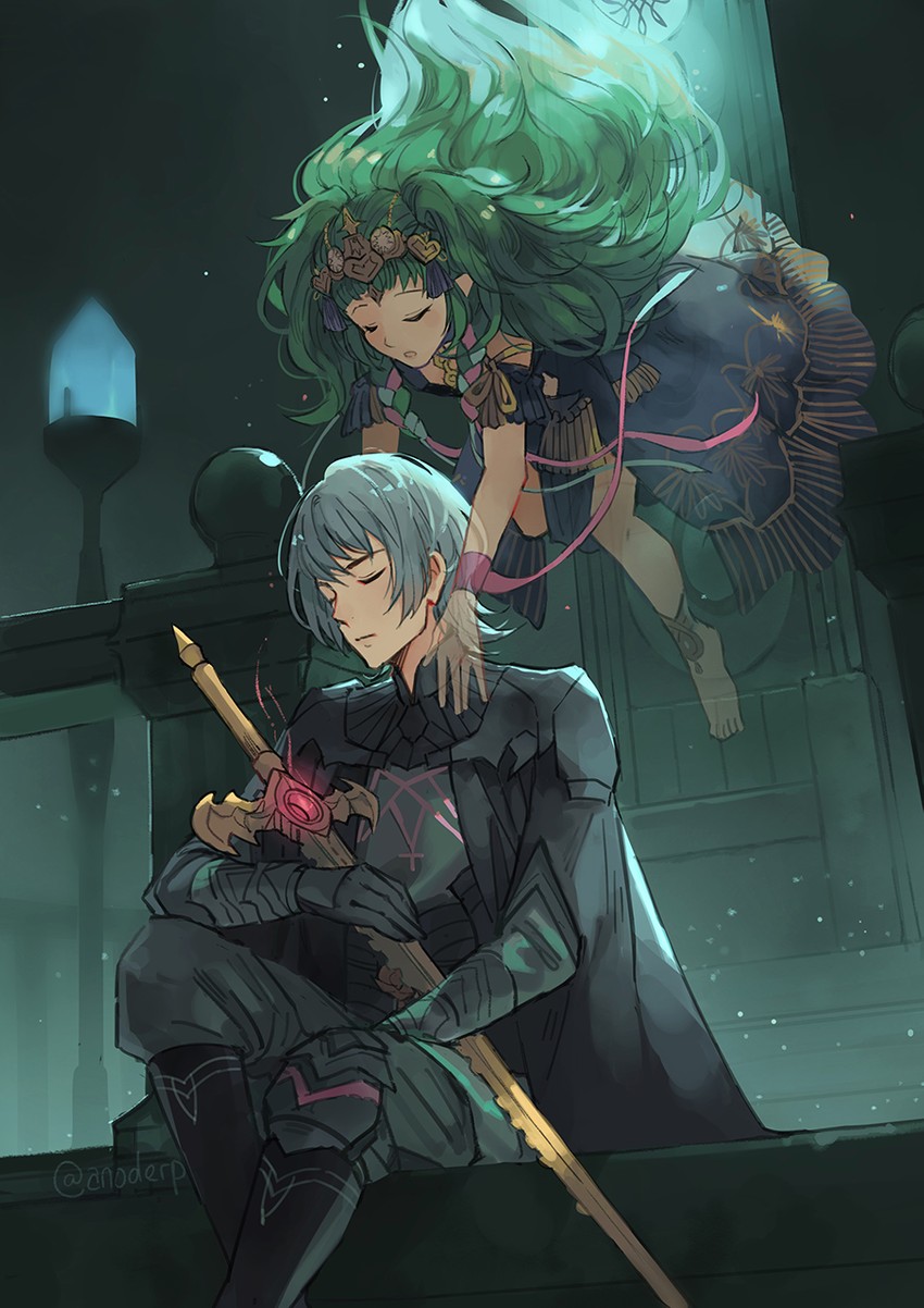 sothis and male byleth (fire emblem and 1 more) drawn by anocurry