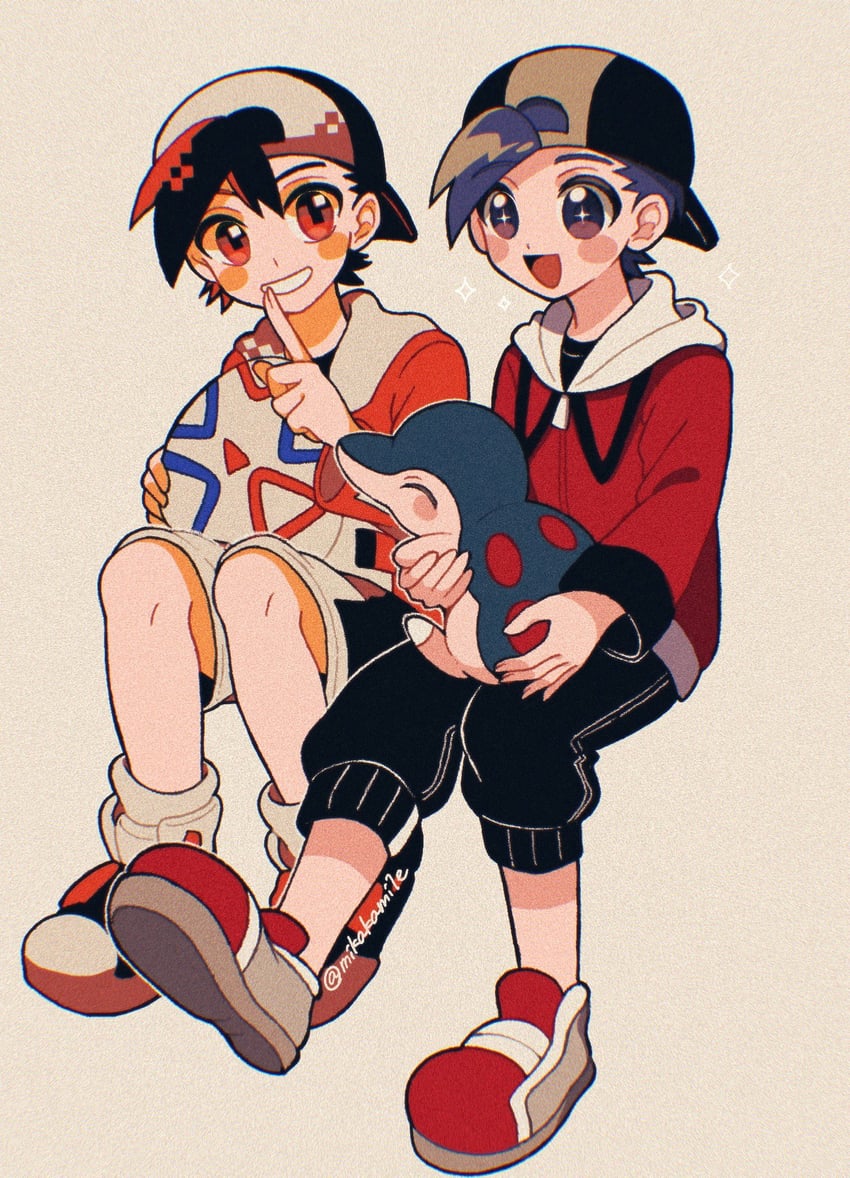 ethan and cyndaquil (pokemon and 2 more) drawn by mikakami1e