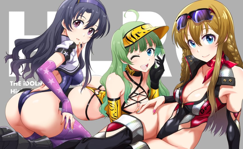 kousaka umi, shimabara elena, and takayama sayoko (idolmaster and 1 more) drawn by run_p_(aveton)