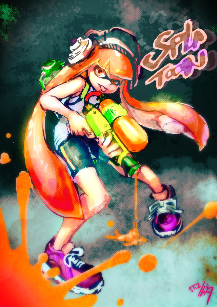 inkling player character, inkling girl, and kaori (splatoon and 1 more) drawn by deadman3104