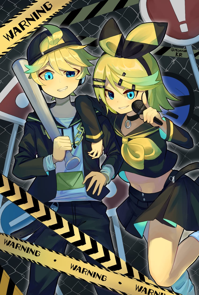 kagamine rin and kagamine len (vocaloid and 1 more) drawn by nemu_kasoke