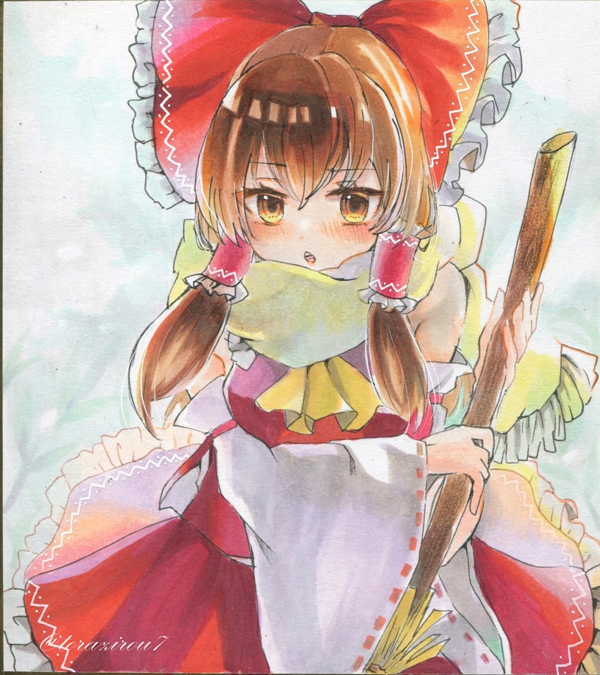 hakurei reimu (touhou) drawn by torajirou_(toraneko_zirou)