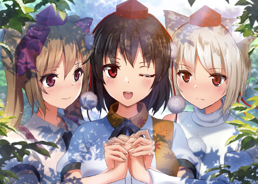shameimaru aya, inubashiri momiji, and himekaidou hatate (touhou) drawn by mikomiko_(mikomikosu)