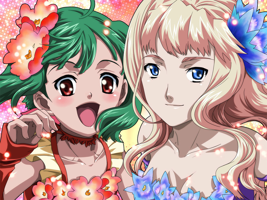 sheryl nome and ranka lee (macross and 1 more) drawn by kutsuno