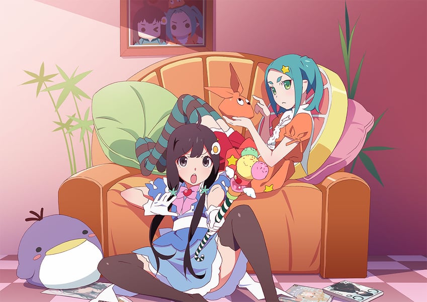 ononoki yotsugi and araragi tsukihi (monogatari) drawn by watanabe_akio