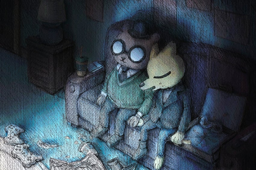 gregg lee and angus delaney (night in the woods) drawn by daisan