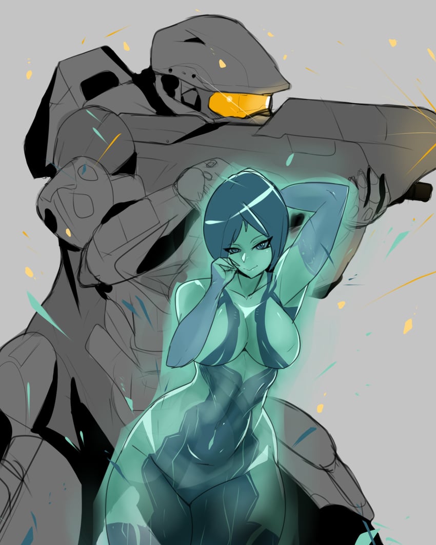 master chief and cortana (halo and 1 more) drawn by beardoman