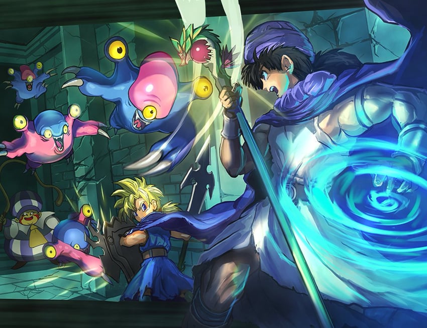 hero, hero's son, goobonce, and bloodbonnet (dragon quest and 1 more) drawn by maruo_yukihiro