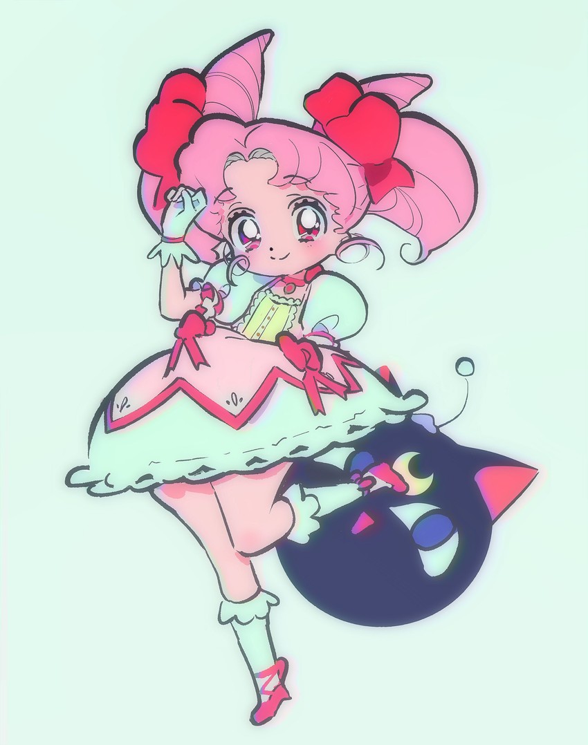 kaname madoka, chibi usa, and luna-p (mahou shoujo madoka magica and 1 more) drawn by vivinos