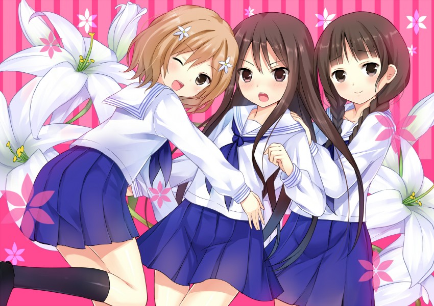 matsumae ohana, oshimizu nako, and tsurugi minko (hanasaku iroha) drawn by koi_(koisan)
