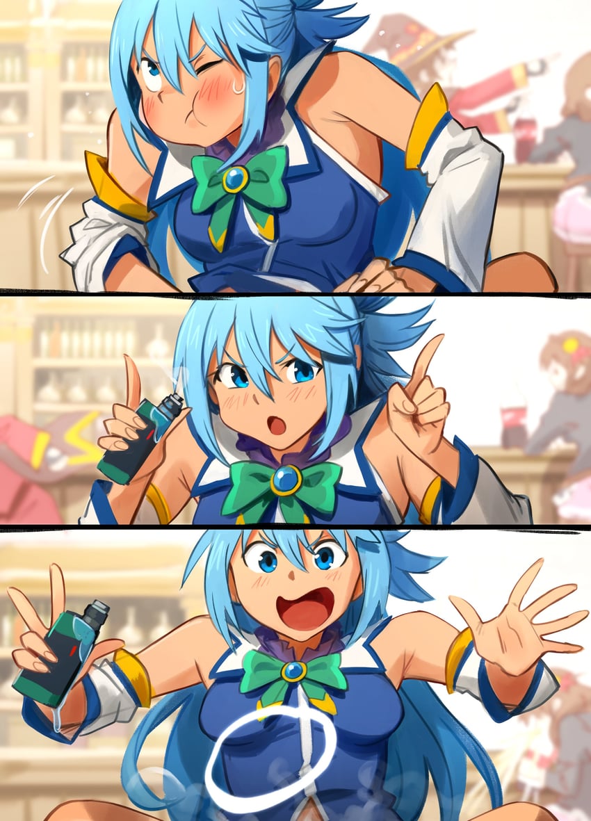 megumin, aqua, and yunyun (kono subarashii sekai ni shukufuku wo!) drawn by khyle.