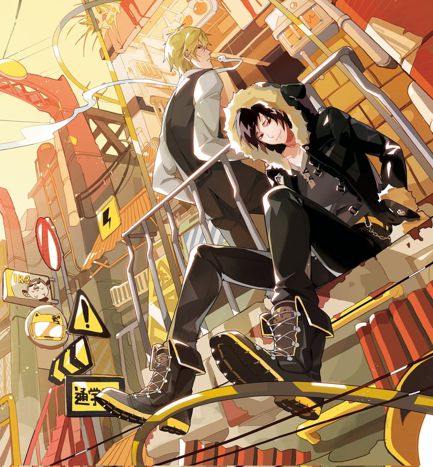 orihara izaya and heiwajima shizuo (durarara!!) drawn by eromkk