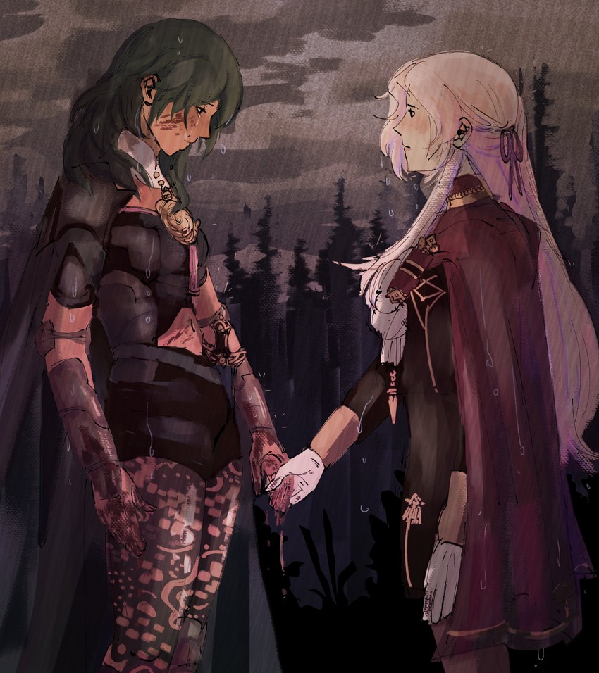 female byleth and edelgard von hresvelg (fire emblem and 1 more) drawn by benchmarkz