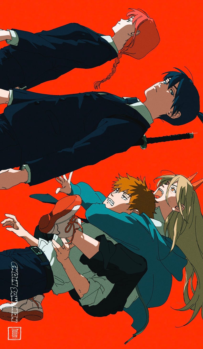 makima, power, denji, and hayakawa aki (chainsaw man) drawn by all_nobori
