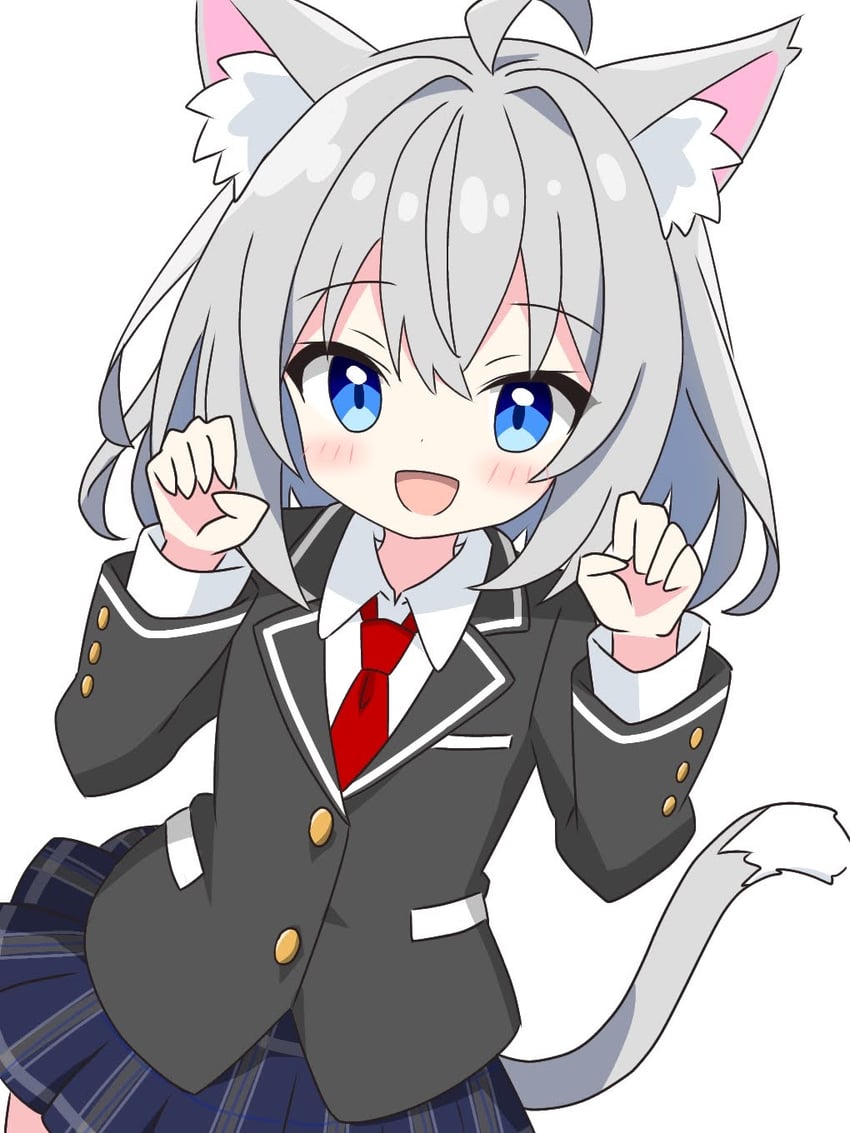 grey-haired cat girl (original) drawn by kotatsu-mazoku