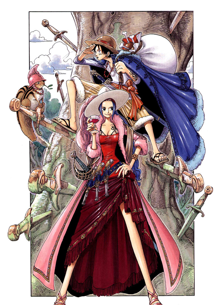 monkey d. luffy and nefertari vivi (one piece) drawn by oda_eiichirou