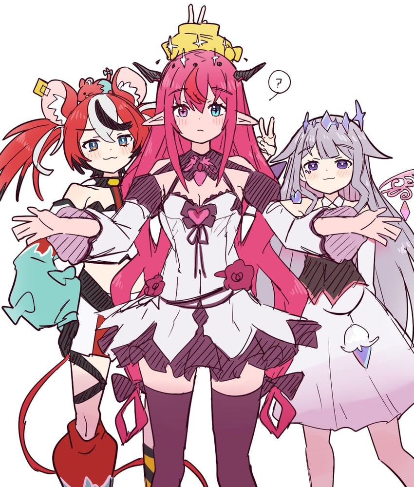 hakos baelz, irys, and koseki bijou (hololive and 1 more) drawn by ramphastostella