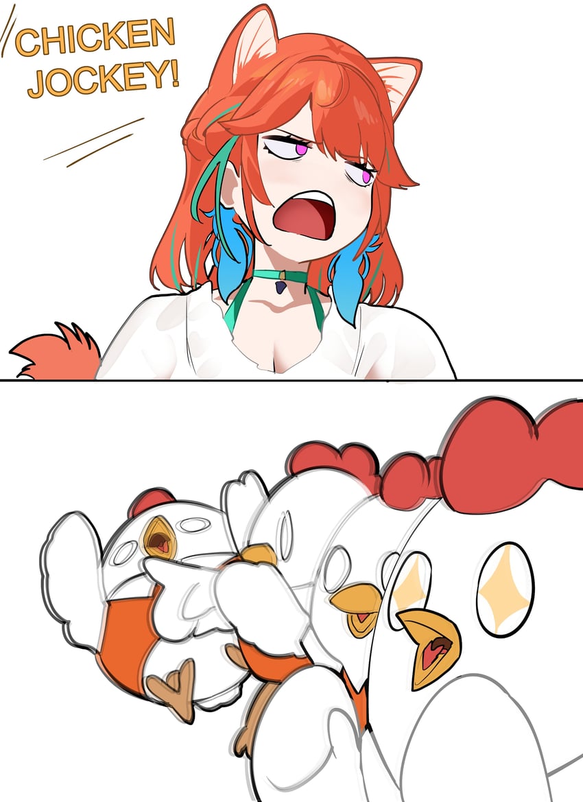 takanashi kiara and kfp employee (hololive and 3 more) drawn by daaku_(koizumi_arata)