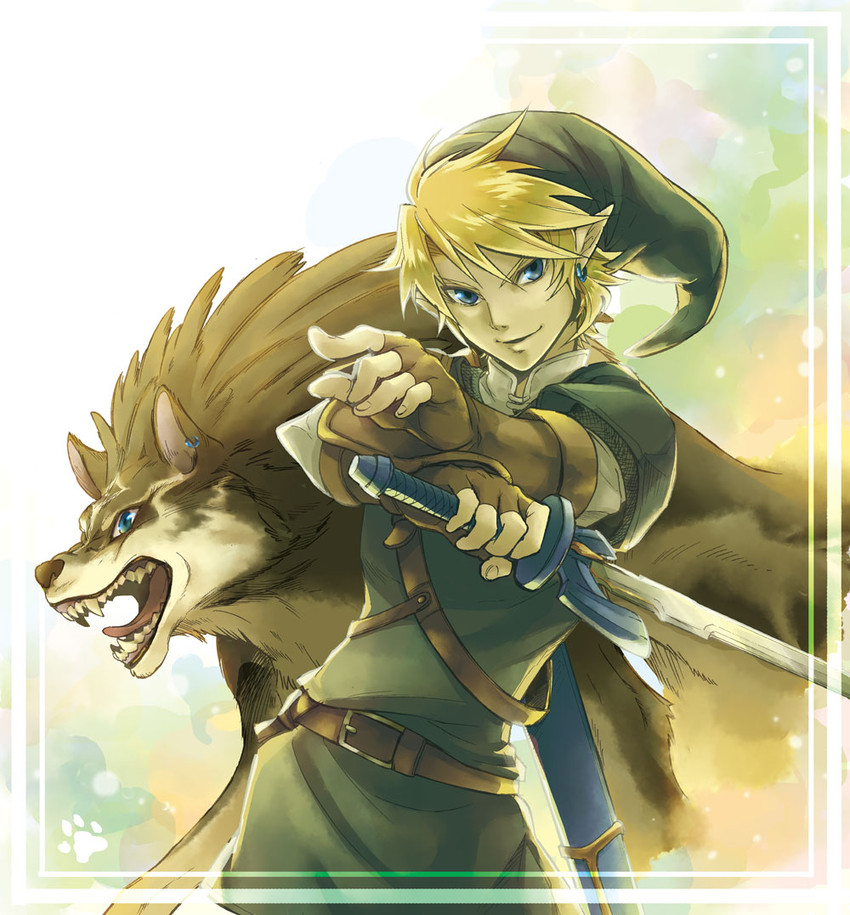 link and wolf link (the legend of zelda and 1 more) drawn by aiya_kyuu