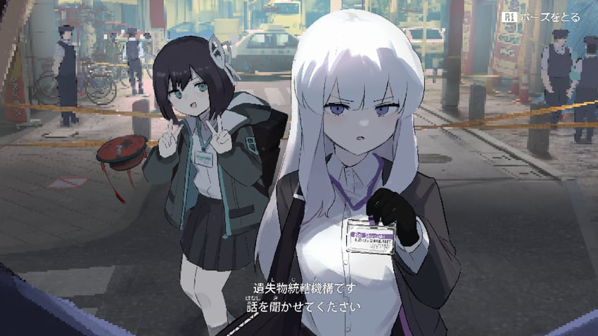 protagonist, t-6407j, and shiraishi rei (lost property control organization) drawn by samidare_(hoshi)