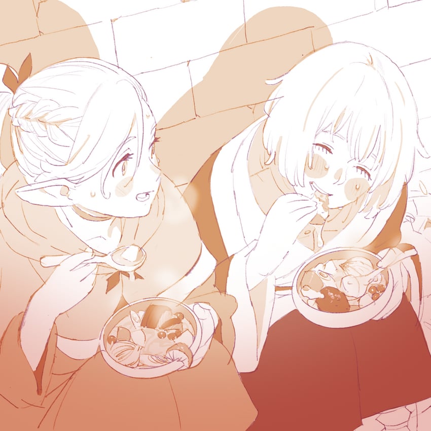 marcille donato and falin touden (dungeon meshi) drawn by 55bata6rou