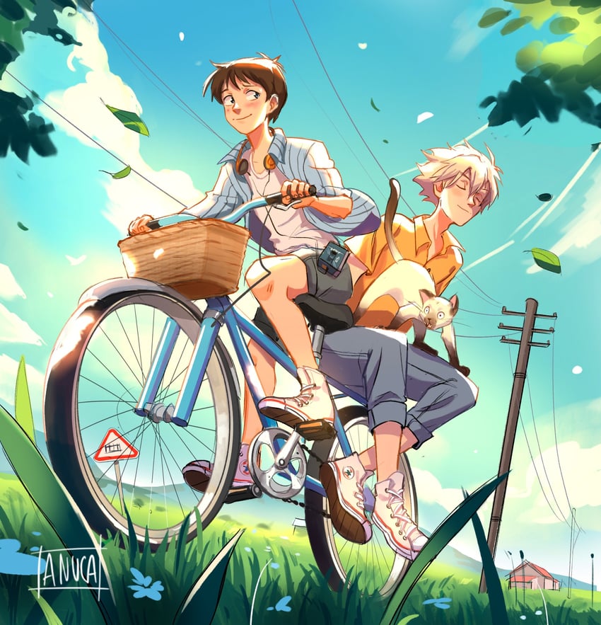 ikari shinji and nagisa kaworu (neon genesis evangelion) drawn by anu-ca