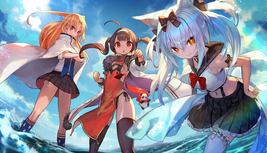 cleveland, ping hai, and yukikaze (azur lane) drawn by lack