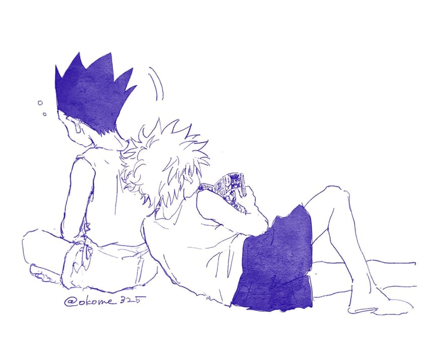 killua zoldyck and gon freecss (hunter x hunter) drawn by okome_325