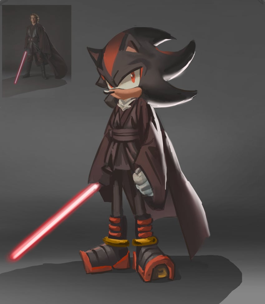 shadow the hedgehog, anakin skywalker, and hayden christensen (sonic and 1 more) drawn by ectalexi
