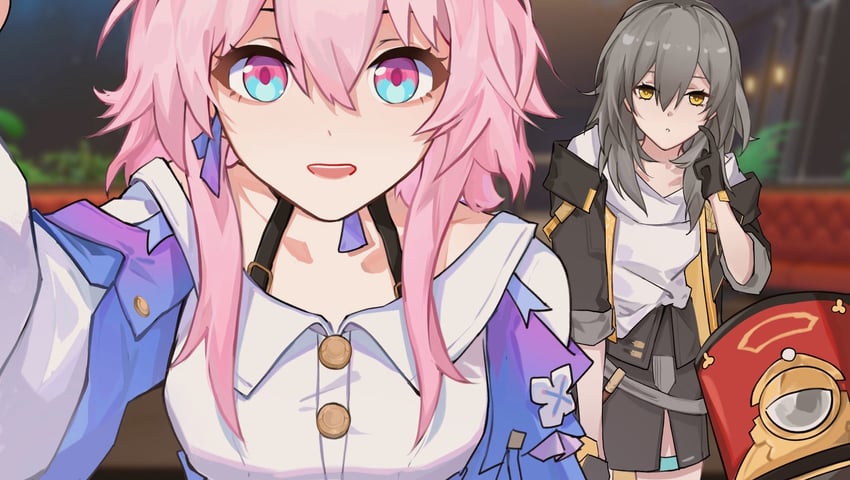 trailblazer, stelle, march 7th, and pom-pom (honkai and 1 more) drawn by yu_sang