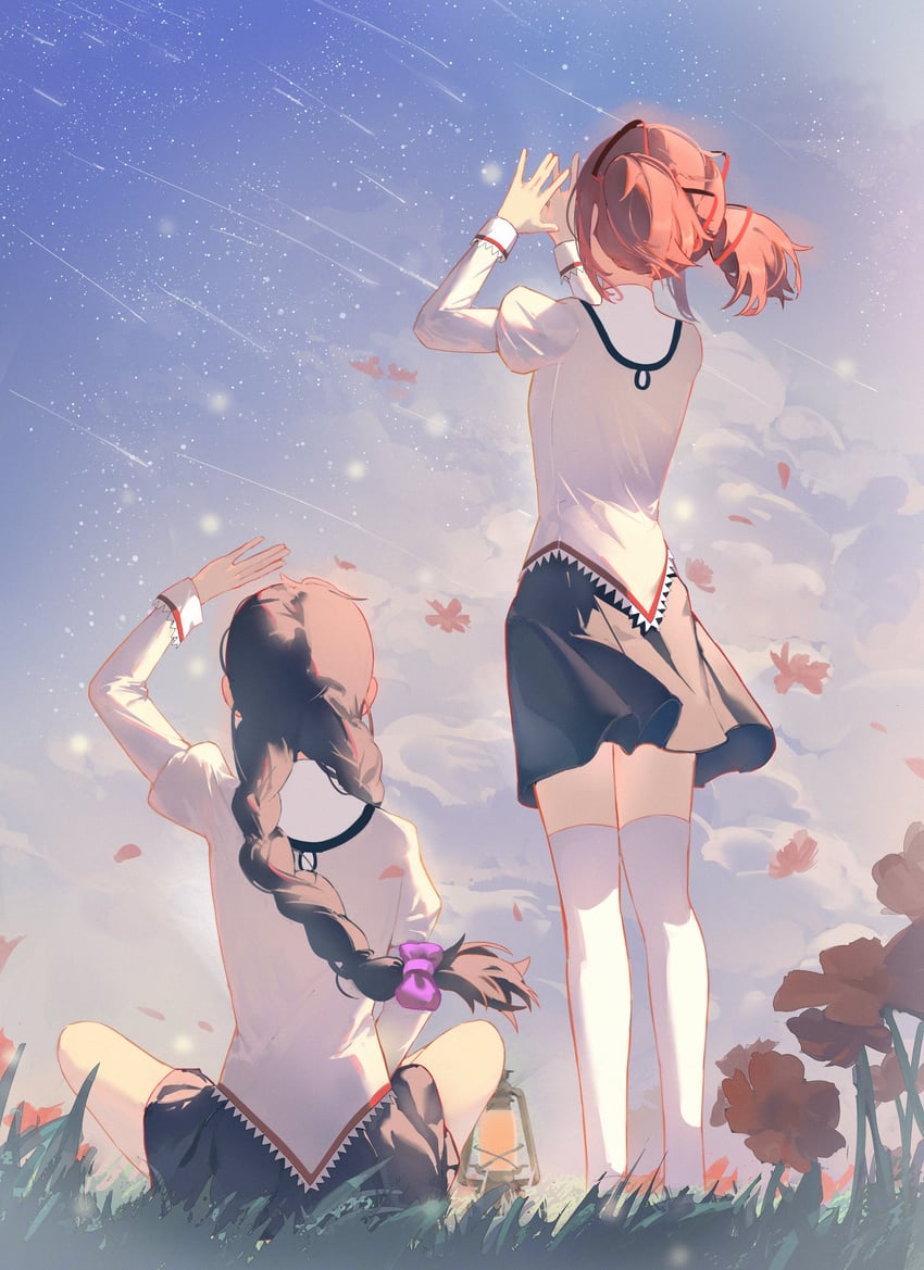 akemi homura and kaname madoka (mahou shoujo madoka magica) drawn by chaconne