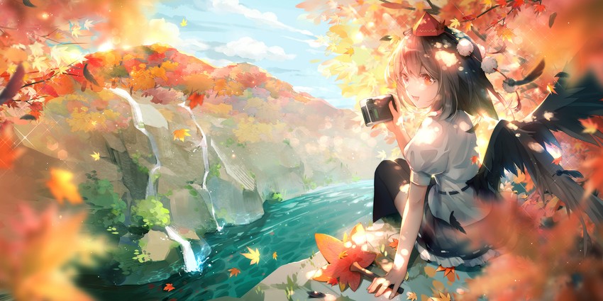 shameimaru aya (touhou and 1 more) drawn by rokusai