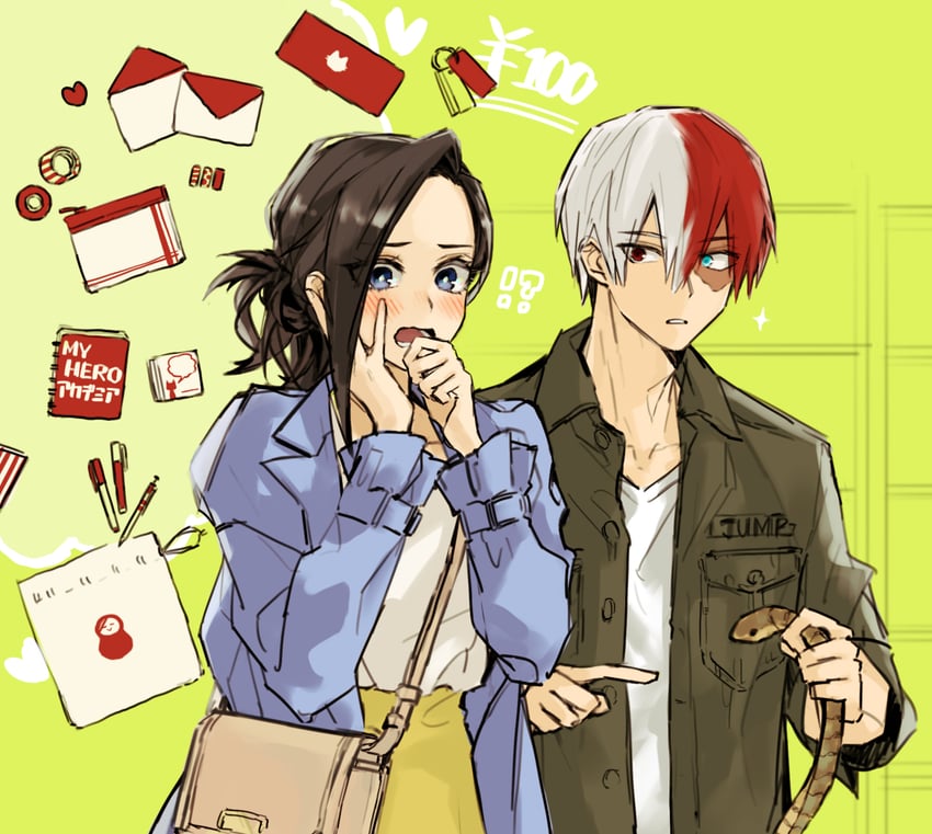 todoroki shoto and yaoyorozu momo (boku no hero academia) drawn by honwaka_zz