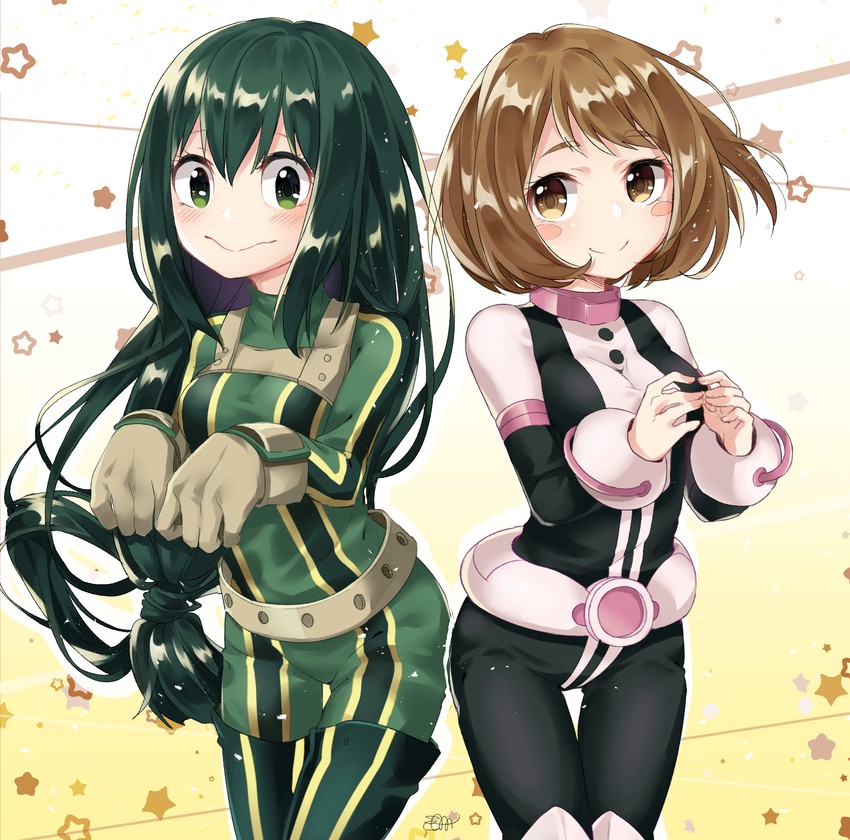 uraraka ochaco and asui tsuyu (boku no hero academia) drawn by big_cat_shan