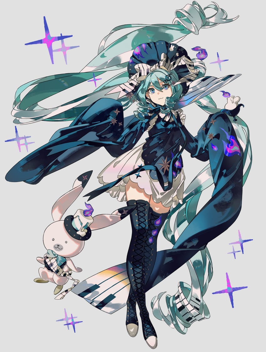 hatsune miku, yuki miku, and rabbit yukine (vocaloid) drawn by labroiy