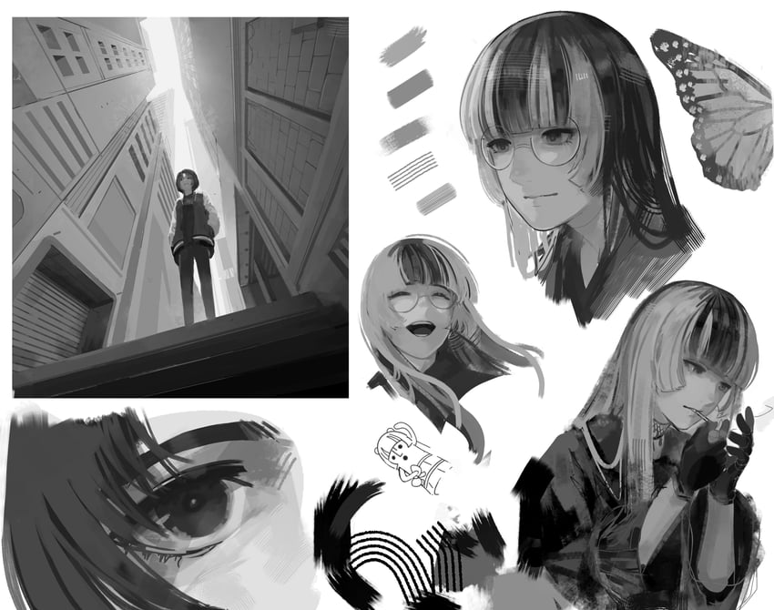 juufuutei raden and hiodoshi ao (hololive and 1 more) drawn by seki_31_(artist)