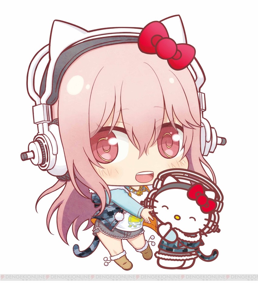 super sonico and hello kitty (sanrio and 2 more) drawn by yuupon