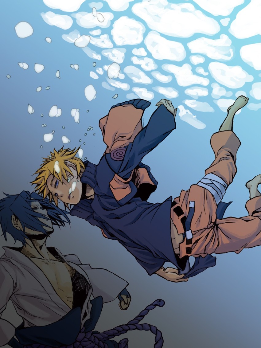 uzumaki naruto and uchiha sasuke (naruto) drawn by kururi_(tekuteku)