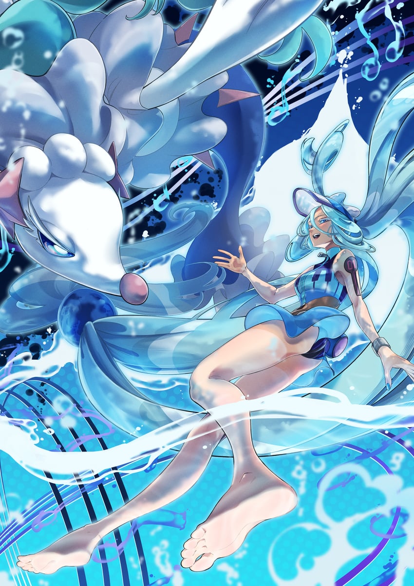 hatsune miku, primarina, and water miku (pokemon and 2 more) drawn by taiju_(gr09kuma)