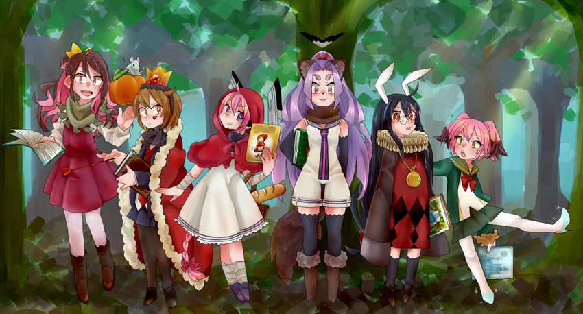 naganami, little red riding hood, hatsushimo, white rabbit, hatsuharu, and 5 more (kantai collection and 3 more) drawn by hime_kake