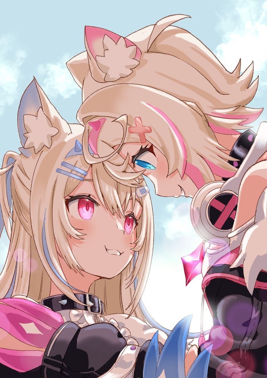 fuwawa abyssgard and mococo abyssgard (hololive and 1 more) drawn by lingmu