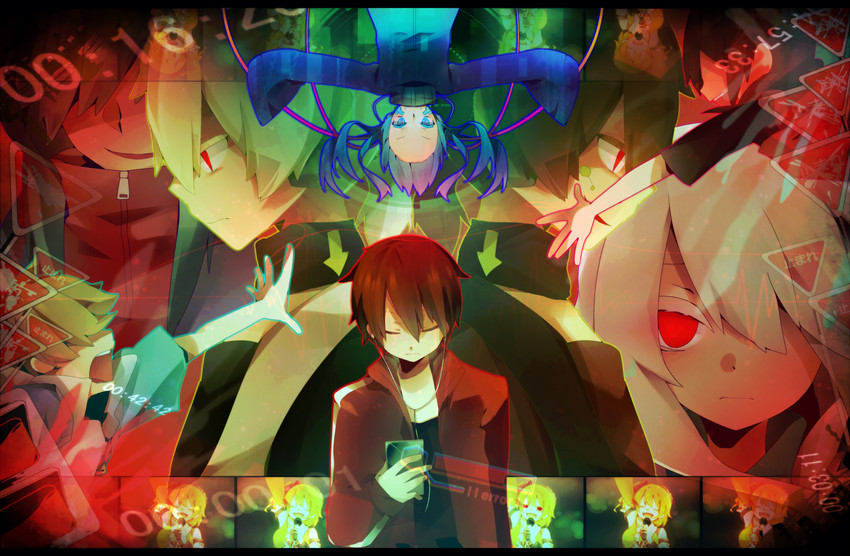 kozakura marry, kisaragi shintarou, kido tsubomi, ene, kisaragi momo, and 3 more (vocaloid and 2 more) drawn by aka_tonbo_(lililil)