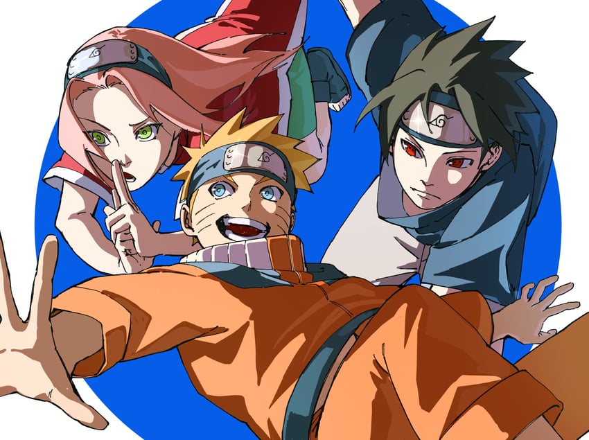 haruno sakura, uzumaki naruto, and uchiha sasuke (naruto) drawn by pnpk_1013