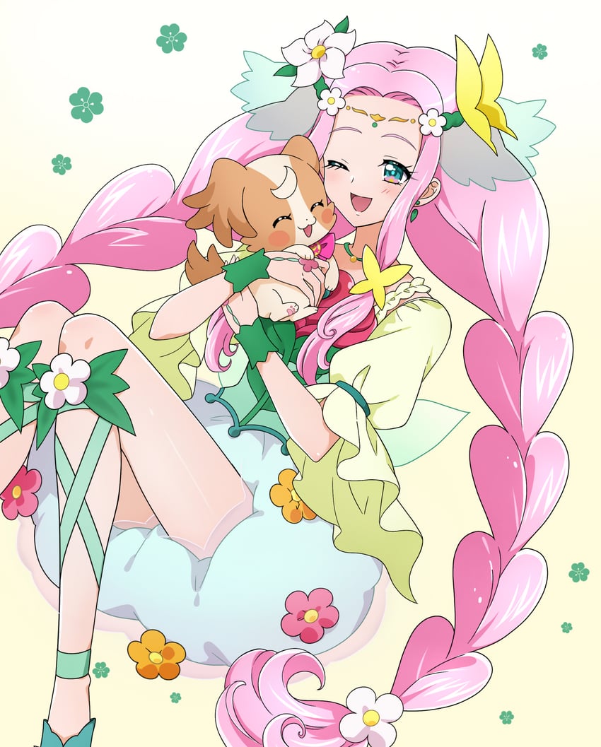 inukai komugi, hanami kotoha, and cure felice (precure and 2 more) drawn by kagami_chihiro