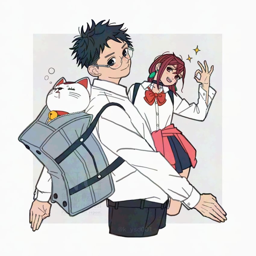 ayase momo, takakura ken, and turbo granny (dandadan) drawn by k_ysd001