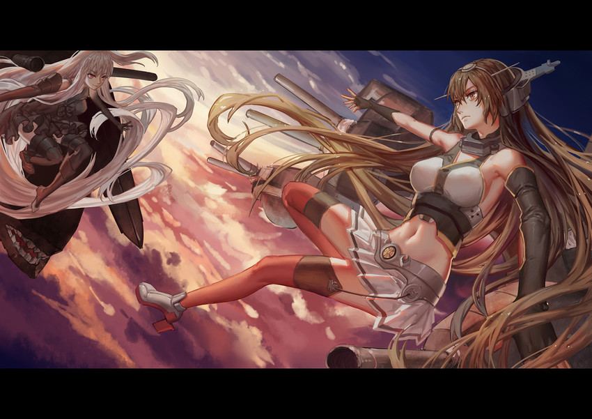 nagato and aircraft carrier oni (kantai collection) drawn by maomaozi