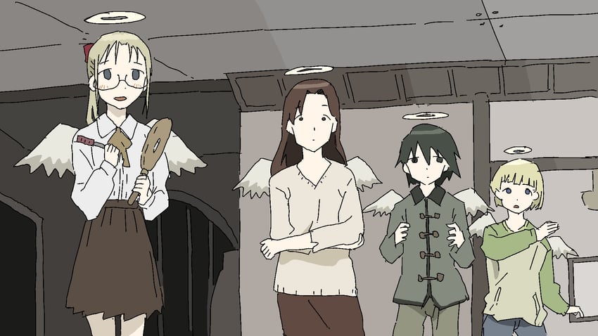 kana, hikari, nemu, and kuu (haibane renmei) drawn by tsukumizu_yuu