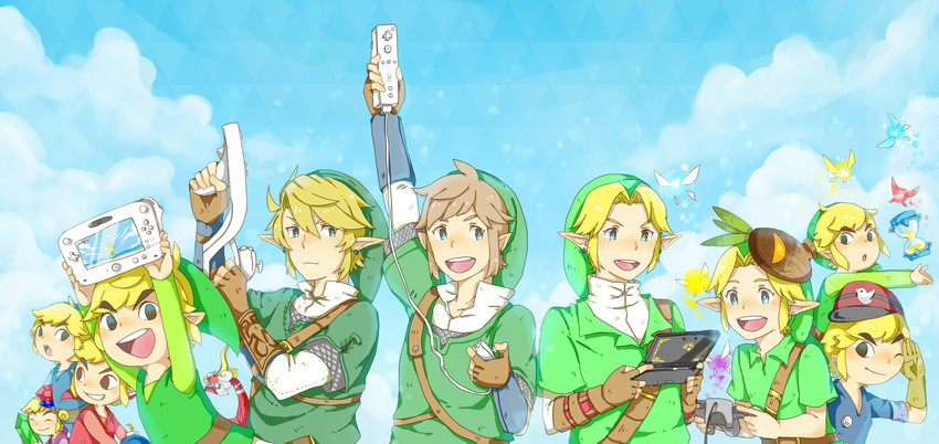 link, toon link, young link, navi, tatl, and 4 more (the legend of zelda and 9 more) drawn by guppy-kurisutaru